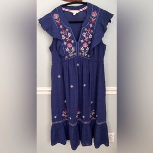 Nurture by Westbound Navy Floral Embroidered Midi Dress Sz. M